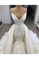 Classical Spaghetti Straps Panel Train Backless Mermaid Wedding Dresses With Appliques