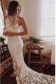 Elegant High Neck Court Train Lace Sheath Wedding Dresses