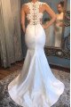 Sexy High Neck Open Back Mermaid Wedding Dresses With Appliques