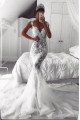 Alexia Elegant Square Open Back Appliques Mermaid Wedding Dresses With Royal Train