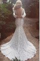 Alexia Mild V-neck Long Sleeves Backless Lace Mermaid Wedding Dresses With Court Train