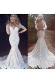 Alexia Mild V-neck Long Sleeves Backless Lace Mermaid Wedding Dresses With Court Train