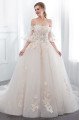 Alexia Lovely Off Shoudler Lace Up Chapel Train Ball Gown Wedding Dresses With Appliques