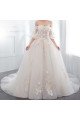 Alexia Lovely Off Shoudler Lace Up Chapel Train Ball Gown Wedding Dresses With Appliques