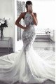 Alexia Halter Backless Royal Train Mermaid Wedding Dresses With Appliques