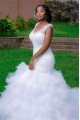 Alexis Luxury V-neck Backless Puffy Layers Mermaid Wedding Dresses With Crystal