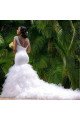 Alexis Luxury V-neck Backless Puffy Layers Mermaid Wedding Dresses With Crystal