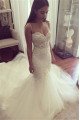 Alexis Gentle Spaghetti Straps Court Train Mermaid Wedding Dresses With Appliques