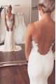 Alexis V-neck Open Back Court Train Mermaid Wedding Dresses With Appliques