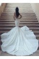 Ali Modern V-neck Open Back Chapel Train Mermaid Wedding Dresses With Appliques