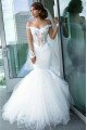 Ali Charming Off Shoulder Chapel Train Mermaid Wedding Dresses With Appliques