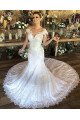 Ali Lovely V-neck Open Back Mermaid Wedding Dresses With Appliques