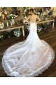 Ali Lovely V-neck Open Back Mermaid Wedding Dresses With Appliques