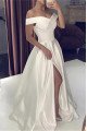 Anastasia Simple Off Shoulder Side Slit A-Line Wedding Dresses