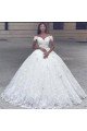 Andrea Decent Off Shoulder Flower Lace Ball Gown Wedding Dresses