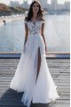 Angle Wonderful Off Shoulder Side Slit A-line Wedding Dresses With Appliques