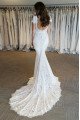 Ashley Mild V-Neck Court Train Open Back Appliques Sheath Wedding Dresses