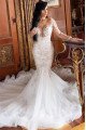 Barbara Elegant Off Shoulder Long Sleeves Court Train Mermaid Appliques Wedding Dresses