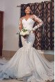 Bblythe Gentle Jewel Long Sleeves Mermaid Appliques Wedding Dresses