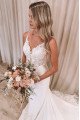 Bella Mild Spaghetti Straps Chapel Train Backless Mermaid Appliques Wedding Dresses