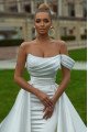 Bess Fancy Strapless Side Slit Crystal Sheath Wedding Dresses With Panel Train