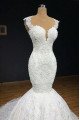 Betsy Beautiful Jewel Open Back Lace Mermaid Wedding Dresses With Court Train