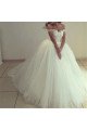 Bonnie Charming Off Shoulder Open Back Ball Gown Wedding Dresses With Appliques