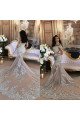 Bridget Sparkle High Neck Long Sleeves Open Back Mermaid Wedding Dresses With Crystal