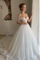 Carol Lovely Off Shoulder Open Back Royal Train Ball Gown Wedding Dresses