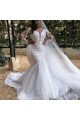 Caroline Beautiful V-Neck Long Sleeves Mermaid Appliques Wedding Dresses With Panel Train