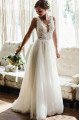 Catherine Mild V-Neck Open Back Sheath Wedding Dresses With Appliques