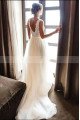 Catherine Mild V-Neck Open Back Sheath Wedding Dresses With Appliques