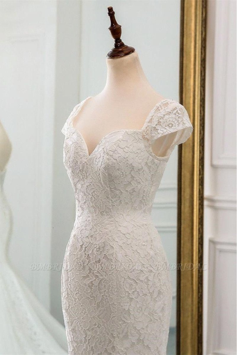 Cecilia Generous Square Open Back Lace Mermaid Wedding Dresses