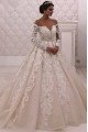 Celine Elegant Off Shoulder Long Sleeves Appliques Ball Gown Wedding Dresses With Chapel Train