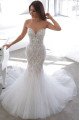 Cheryl Mild Sweetheart Open Back Appliques Mermaid Wedding Dresses With Court Train