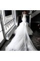 Coral Mild One Shoulder Open Back Puffy Layers Mermaid Wedding Dresses With Crystal