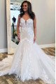 Cynthia Charming Sweetheart Open Back Court Train Mermaid Wedding Dresses With Appliques