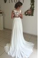 Dana Charming Off Shoulder Open Back Side Slit Sheath Wedding Dresses With Appliques