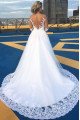 Deanna Beautiful V-Neck Long Sleeves Open Back Ball Gown Appliques Wedding Dresses