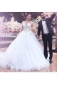 Debby Generous Square Long Sleeves Open Back Ball Gown Appliques Wedding Dresses