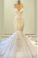 Delia Luxury Spaghetti Straps Appliques Beading Mermaid Wedding Dresses With Crystal