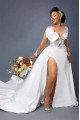 Diana Beautiful V-Neck Long Sleeves Side Slit Mermaid Wedding Dresses With Appliques