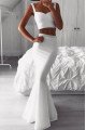 Amelia Simple White Spaghetti Straps Two Pieces Evening Dresses