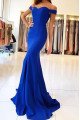 Andrea Beautiful Royal Blue Off Shoulder Court Train Mermaid Evening Dresses