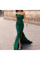 Annabelle Sexy Dark Green One Shoulder Side Slit Sheath Evening Dresses