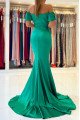 Antonia Gentle Turquoise Off Shoulder Sheath Evening Dresses With Court Train