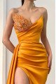 Aurora Elegant Gold Sweetheart Side Slit Sheath Evening Dresses With Crystal