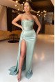 Bblythe Fancy Sage Strapless Side Slit Sheath Evening Dresses