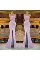 Debby Beautiful Lilac Strapless Side Slit Beading Mermaid Prom Dresses