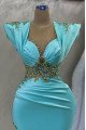 Allison Elegant Jade Square Long Sleeves Beading Mermaid Prom Dresses With Crystal